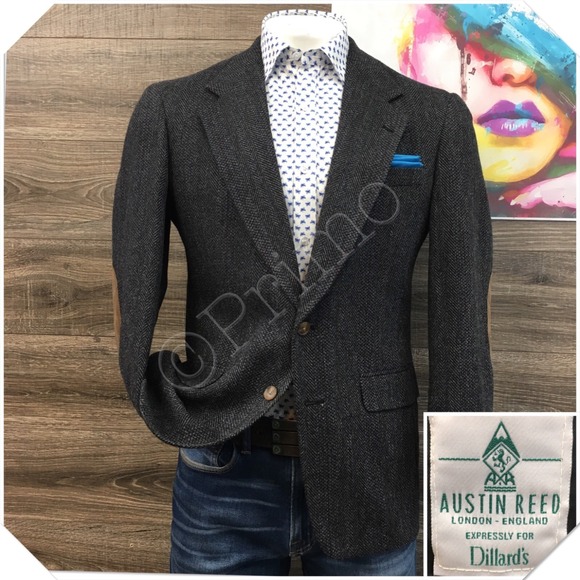 VINTAGE AUSTIN REED Mens Tweed Blazer Sport Coat Casual Jacket Sz 39R Wool Suit